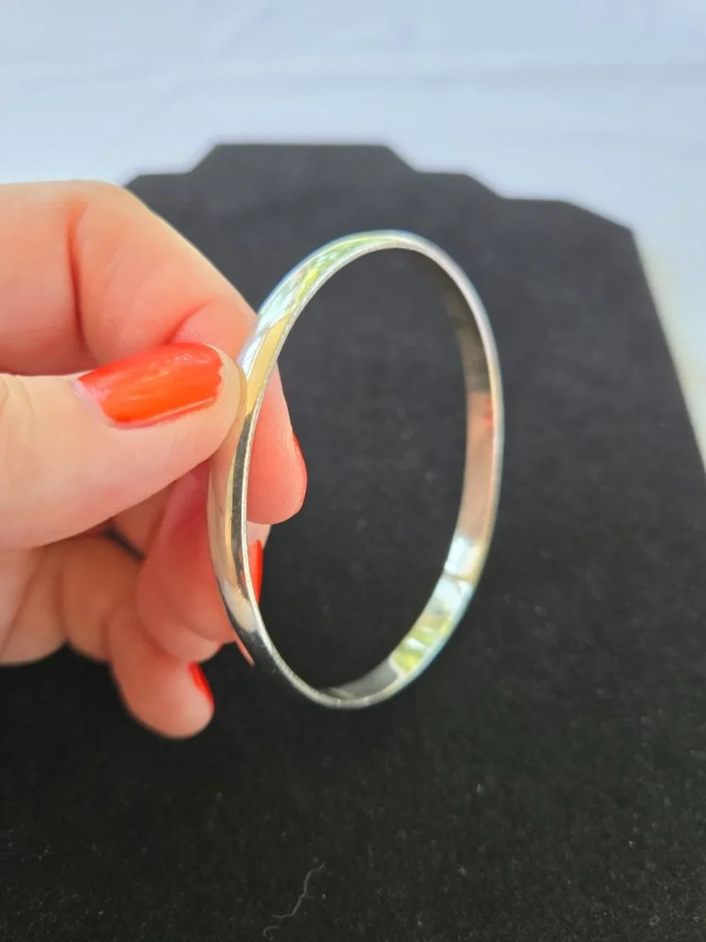 Vintage Taxco Mexico Silver Bangle Thin Minimalis Bracelet - Picture 5 of 8